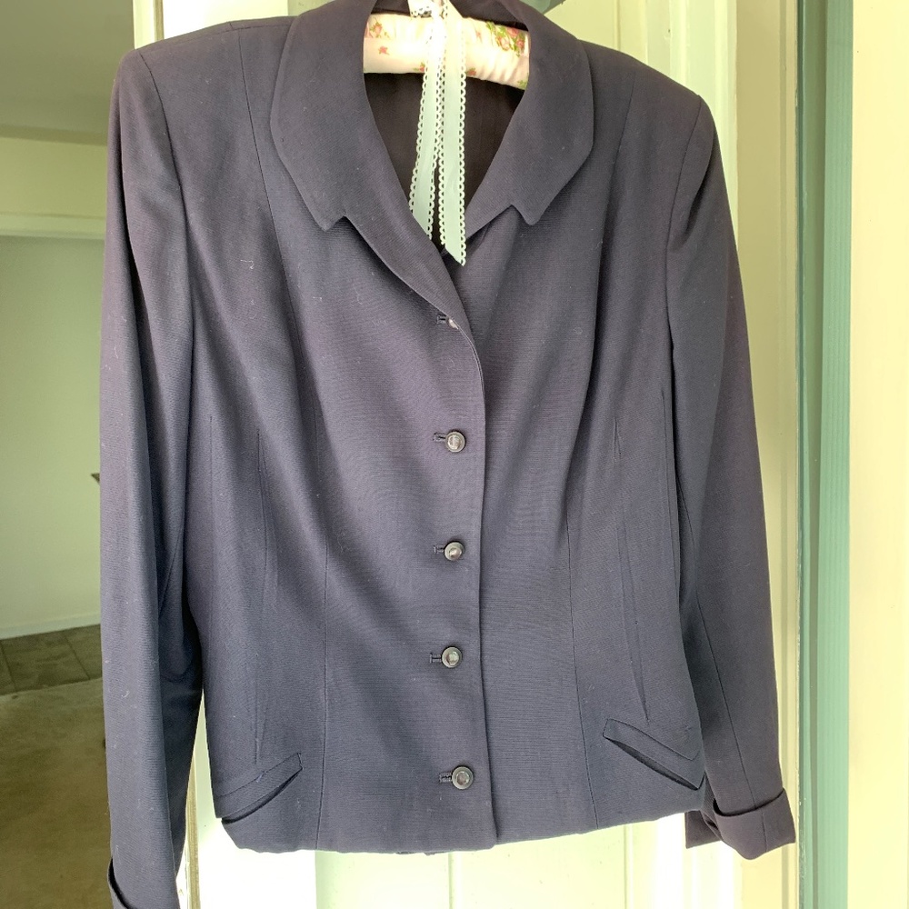 Vintage 1950s Navy Blue Wool Gabardine Jacket Blazer Tailored by Kirkland Hall